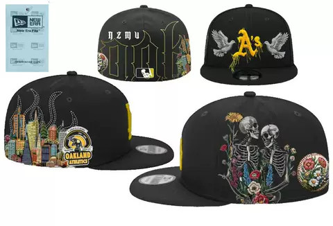Oakland Athletics Custom Cityscape Skeleton 59FIFTY — Black Angle 1