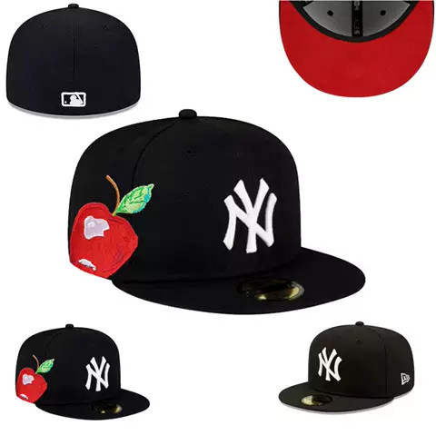 NY Yankees Black Big Apple Red Underbrim 59FIFTY Angle 1