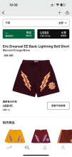 Eric Emanuel Shorts — Basic Lightning Bolt Maroon / Orange (Bone)
