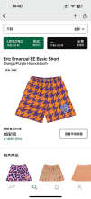 Eric Emanuel Shorts — Basic Orange (Purple Houndstooth)